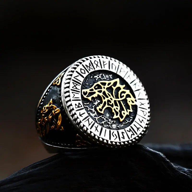 Fenrir Wolf Amulet Signet Viking Ring