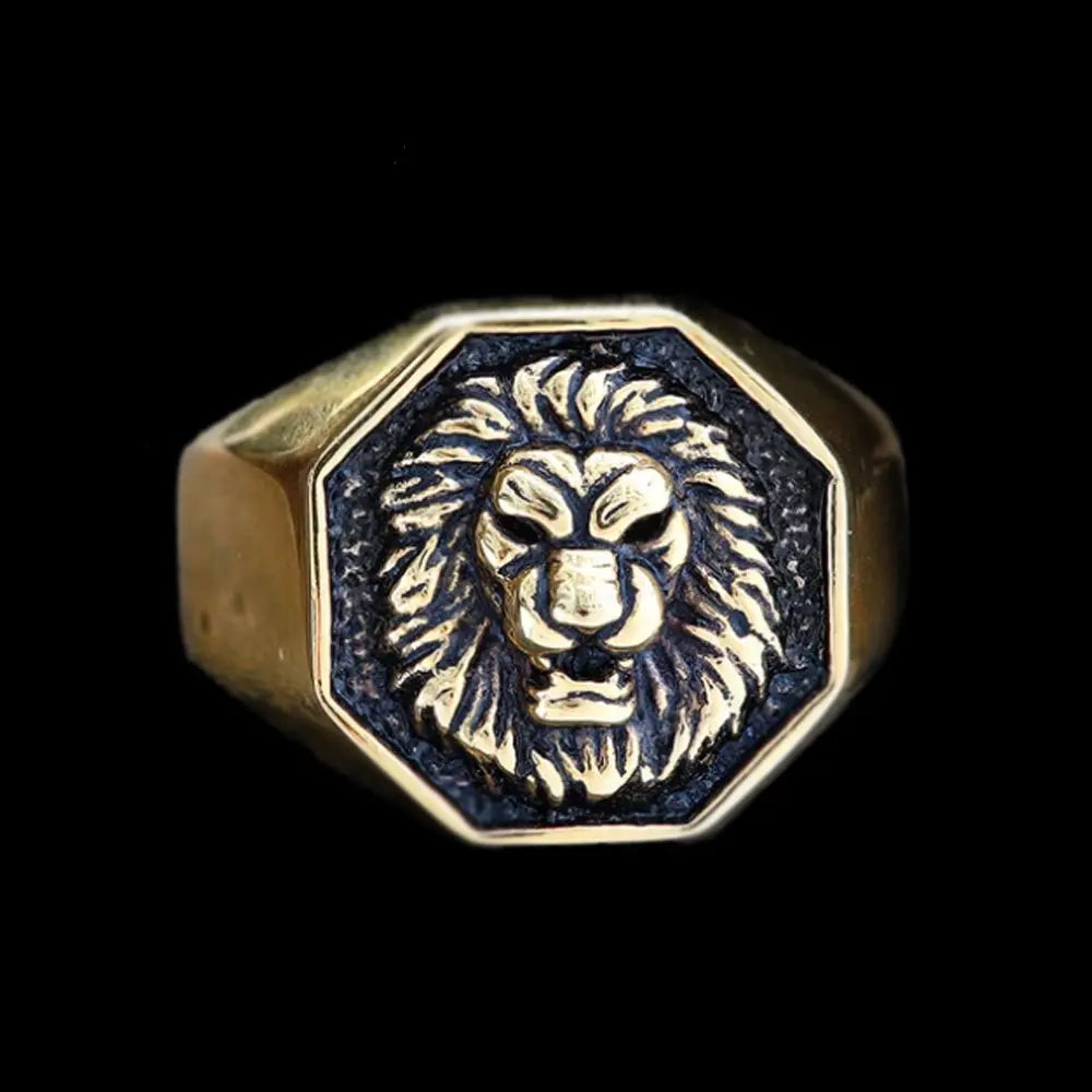 Fierce Lion Signet Stainless Steel Ring