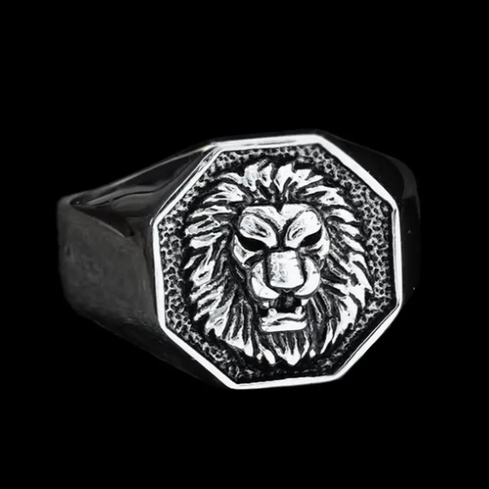 Fierce Lion Signet Stainless Steel Ring
