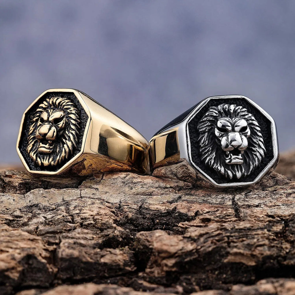 Fierce Lion Signet Stainless Steel Ring