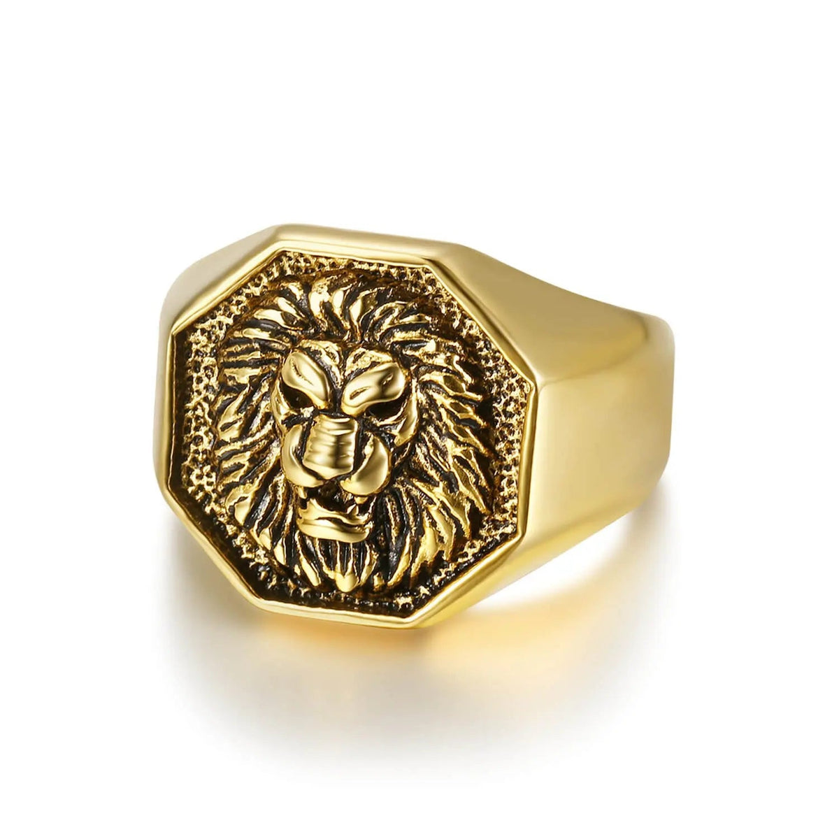 Fierce Lion Signet Stainless Steel Ring