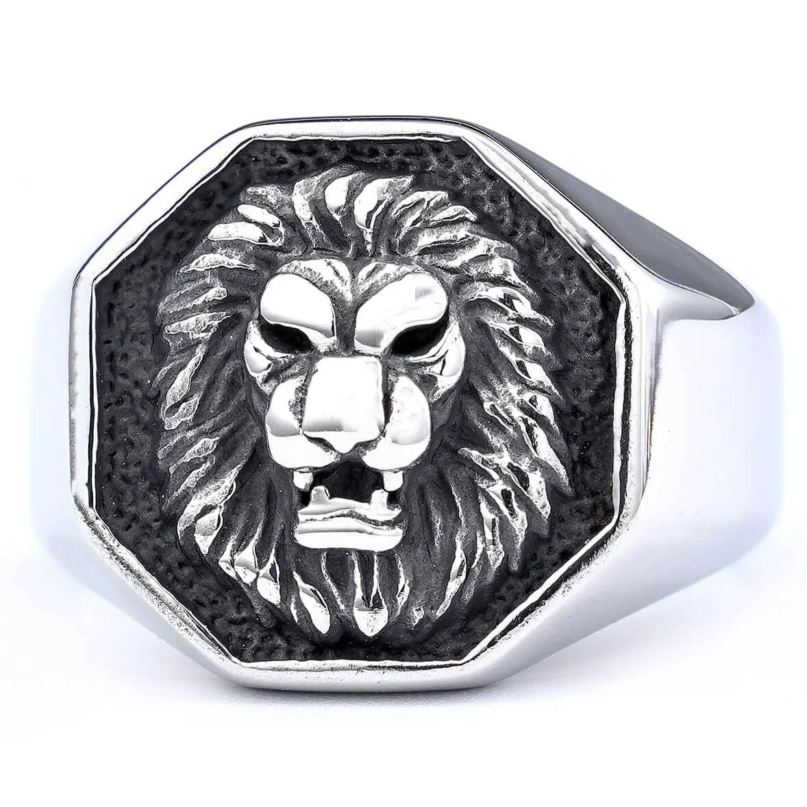 Fierce Lion Signet Stainless Steel Ring