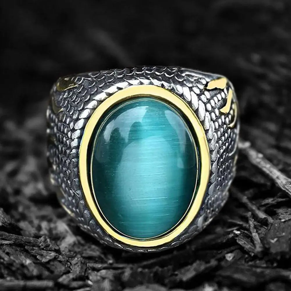 Flame Pattern Stainless Steel Gemstone Ring