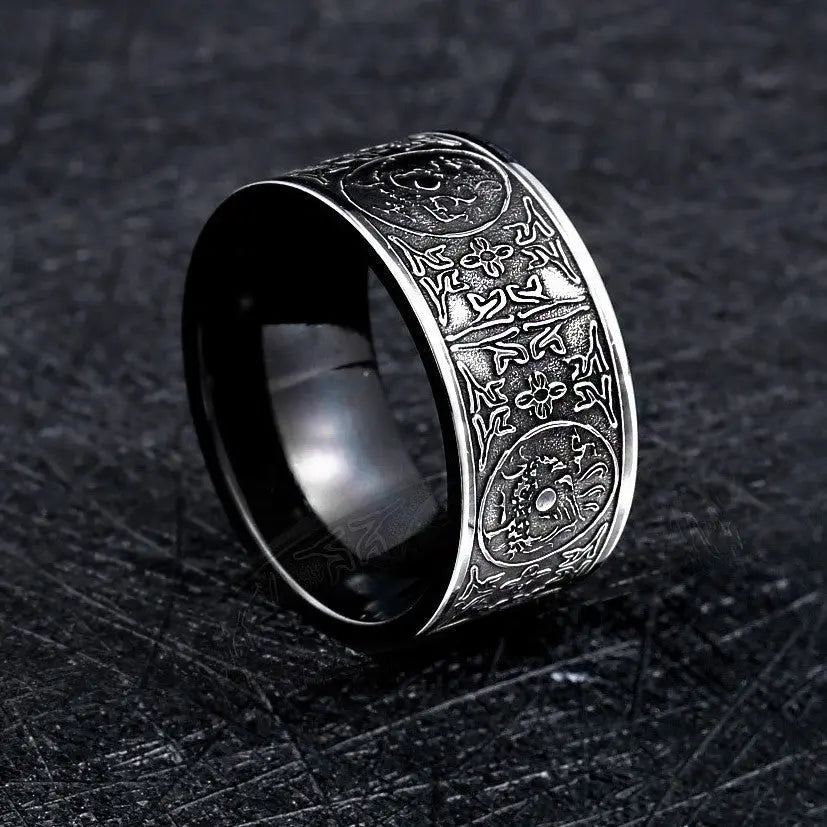 Four God Beast Stainless Steel Ring