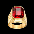Gemstone Embed Golden Stainless Steel Ring