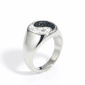 Gemstone Embed YinYang Stainless Steel Ring