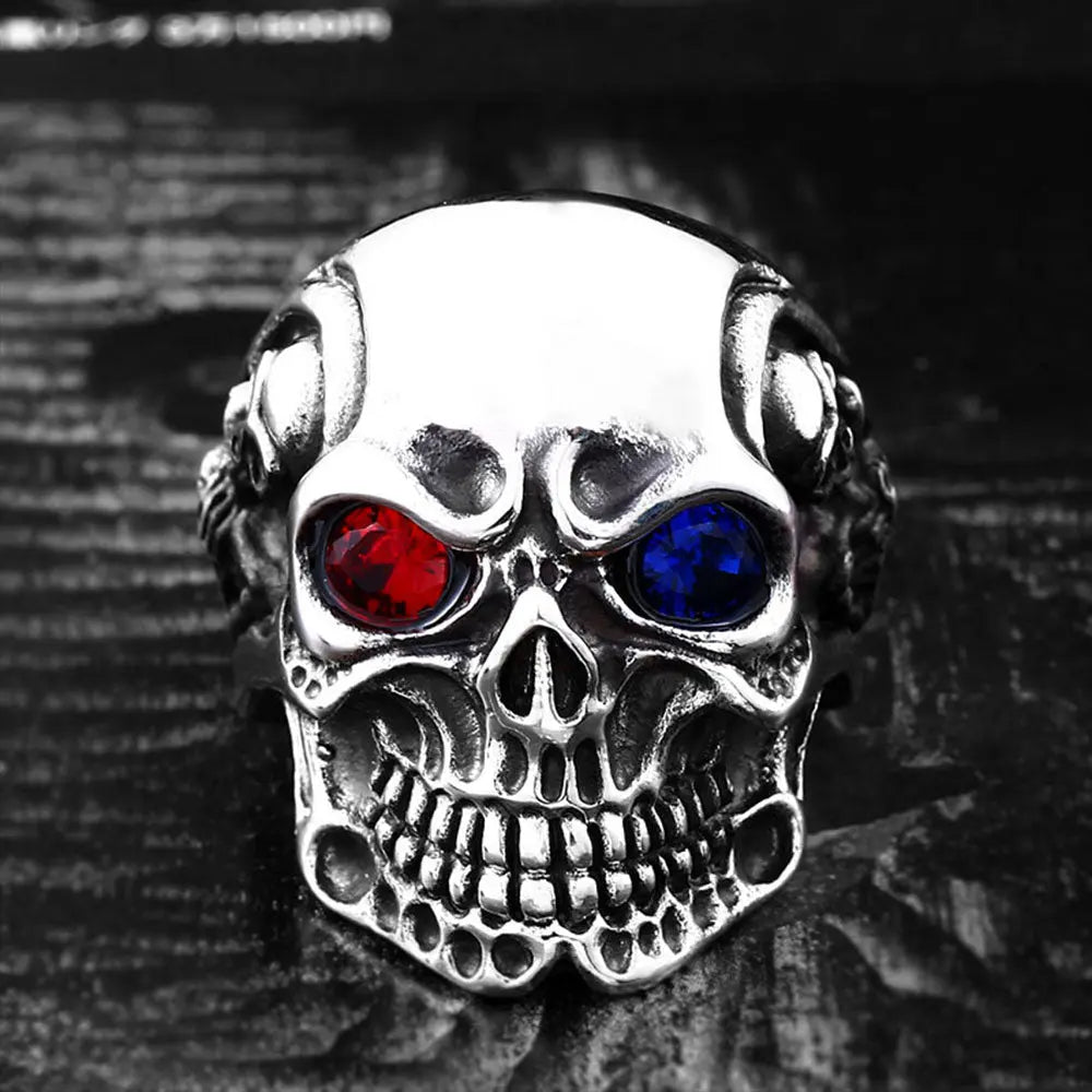 Gemstone Eyes Skull Ring