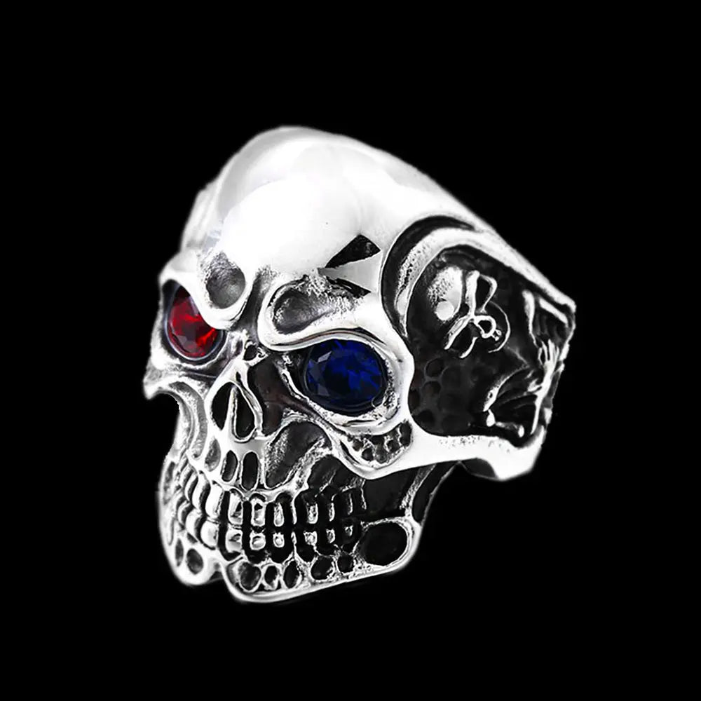 Gemstone Eyes Skull Ring