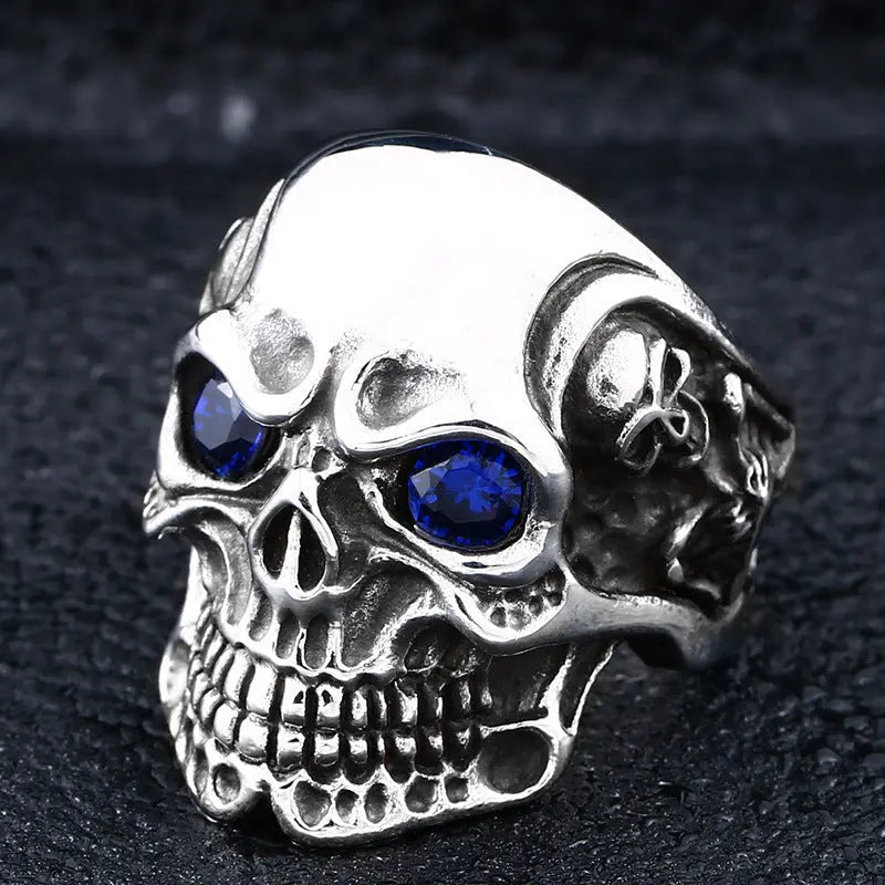 Gemstone Eyes Skull Ring