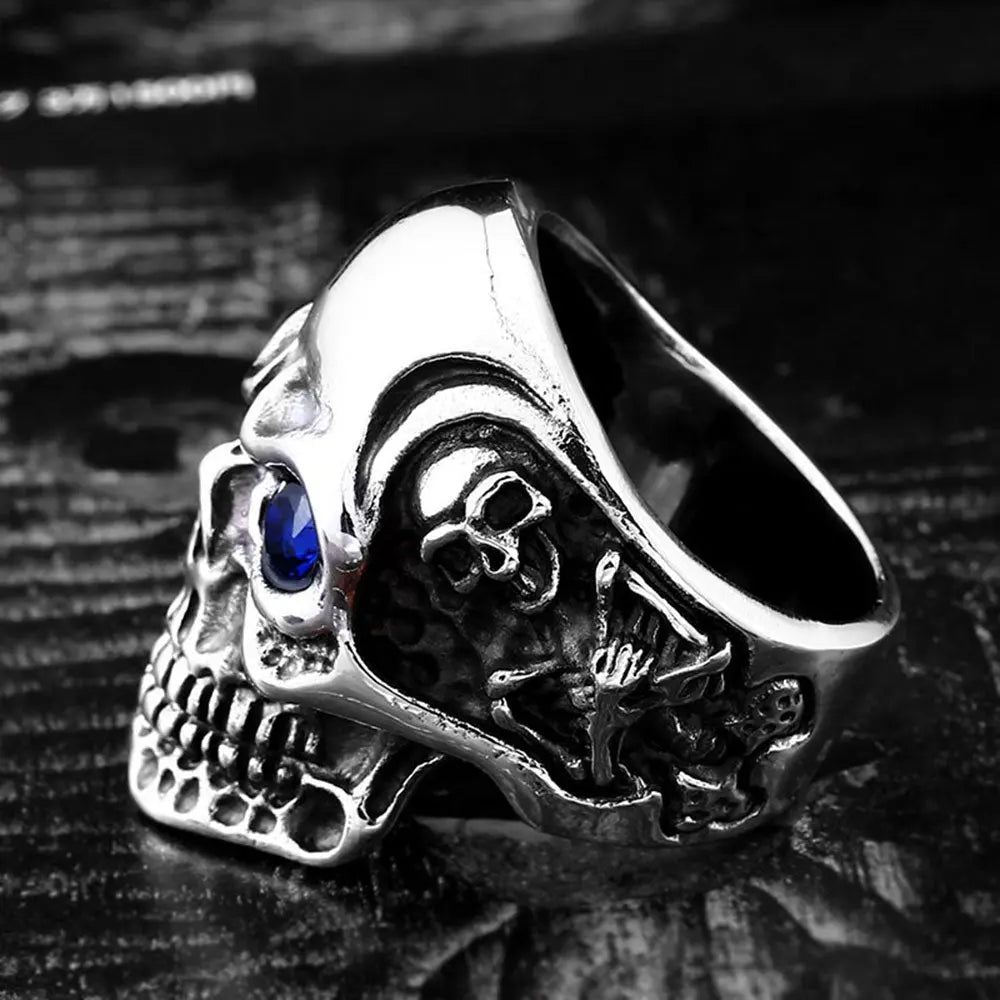 Gemstone Eyes Skull Ring