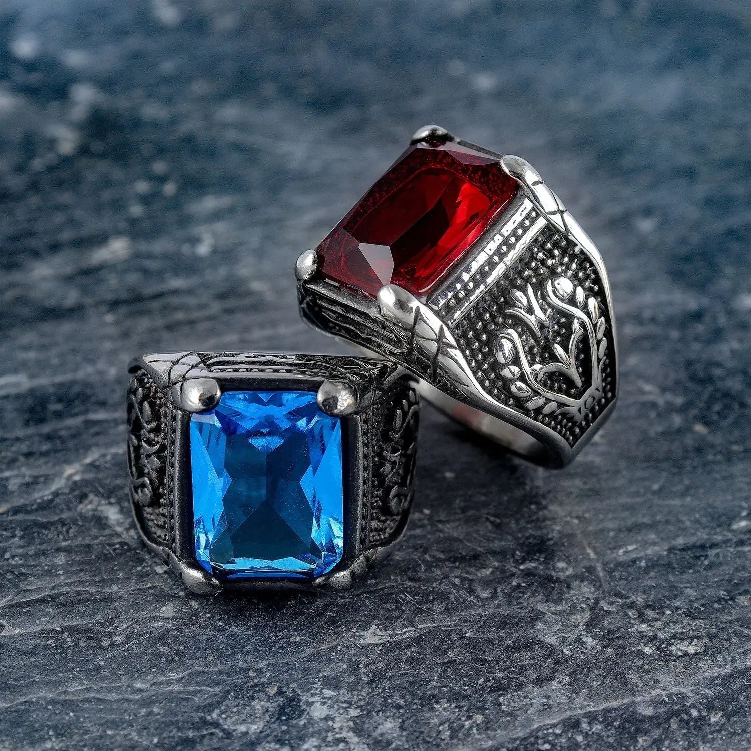 Gemstone Inlaid Eternal Flower Ring