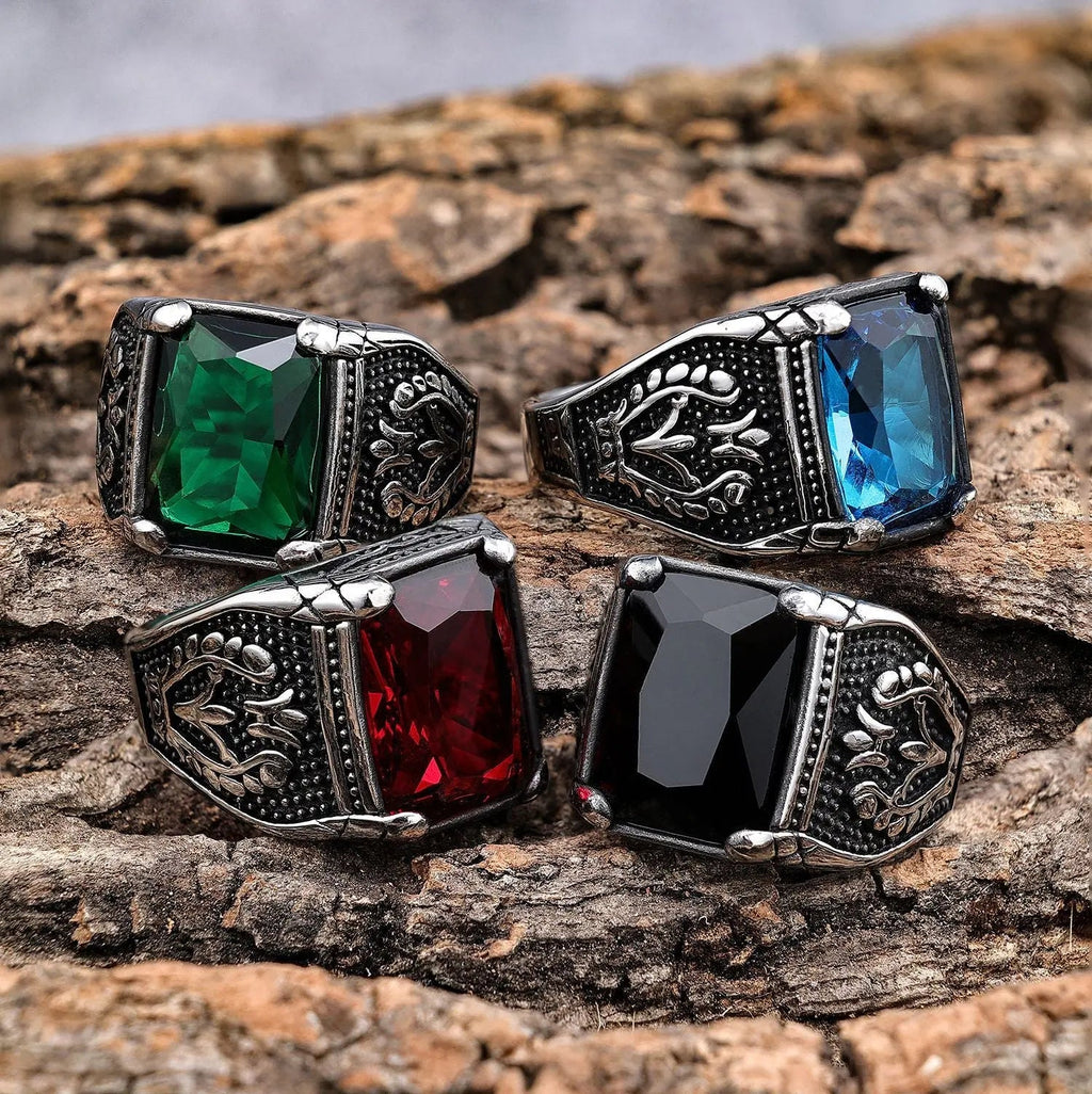 Gemstone Inlaid Eternal Flower Ring