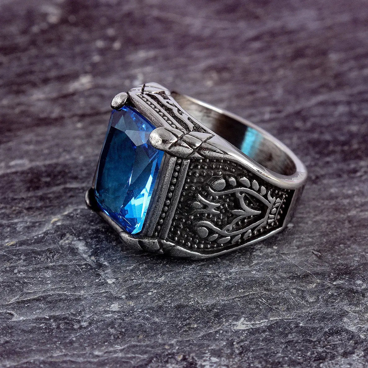 Gemstone Inlaid Eternal Flower Ring