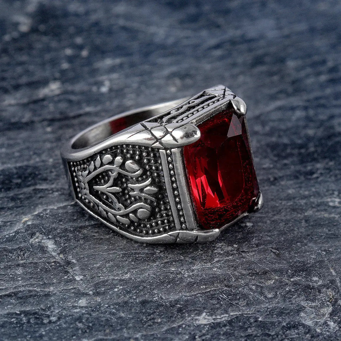 Gemstone Inlaid Eternal Flower Ring