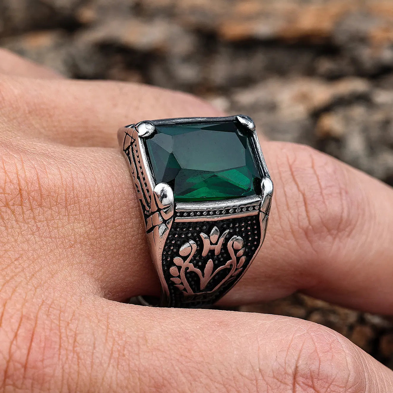 Gemstone Inlaid Eternal Flower Ring