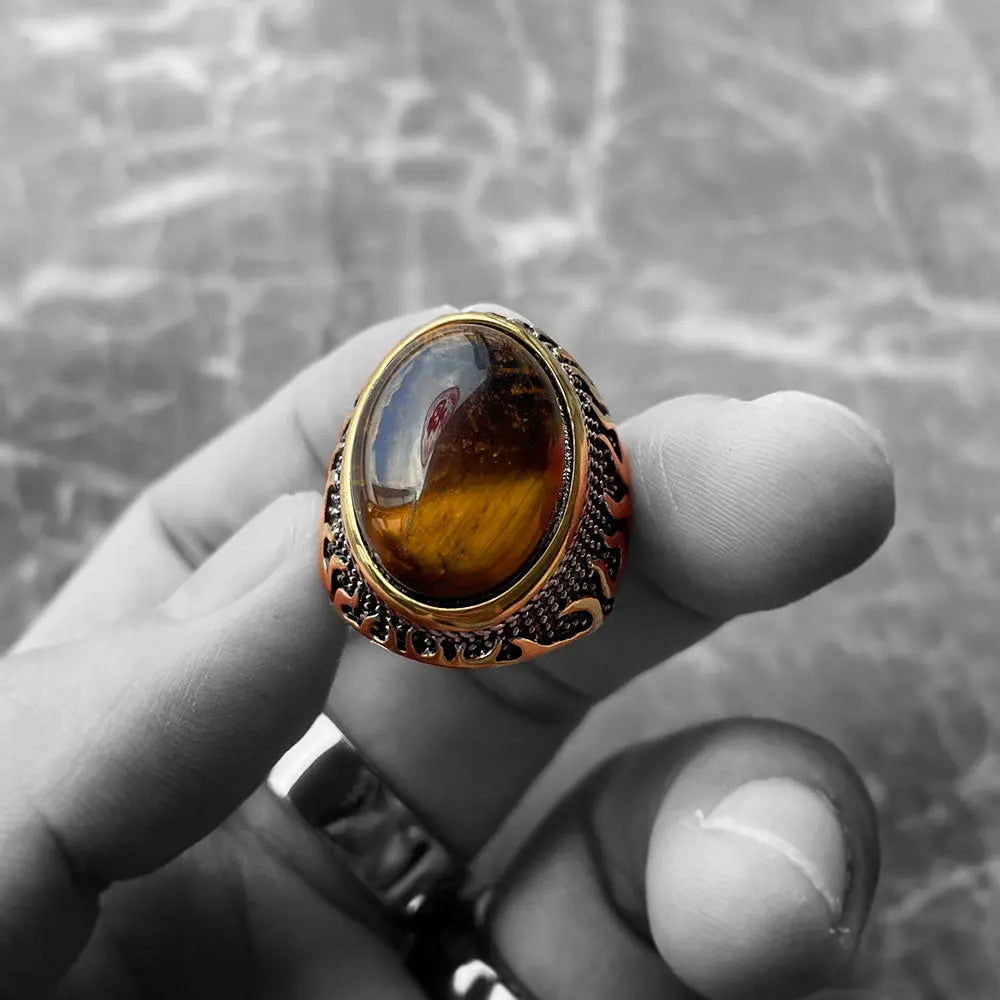 Gemstone Inlaid Flame Stainless Steel Ring
