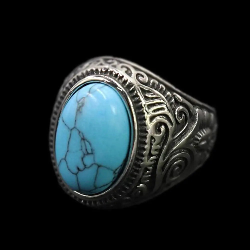 Gemstone Inlaid Flower Texture Ring