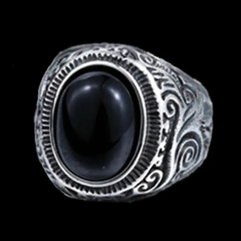 Gemstone Inlaid Flower Texture Ring