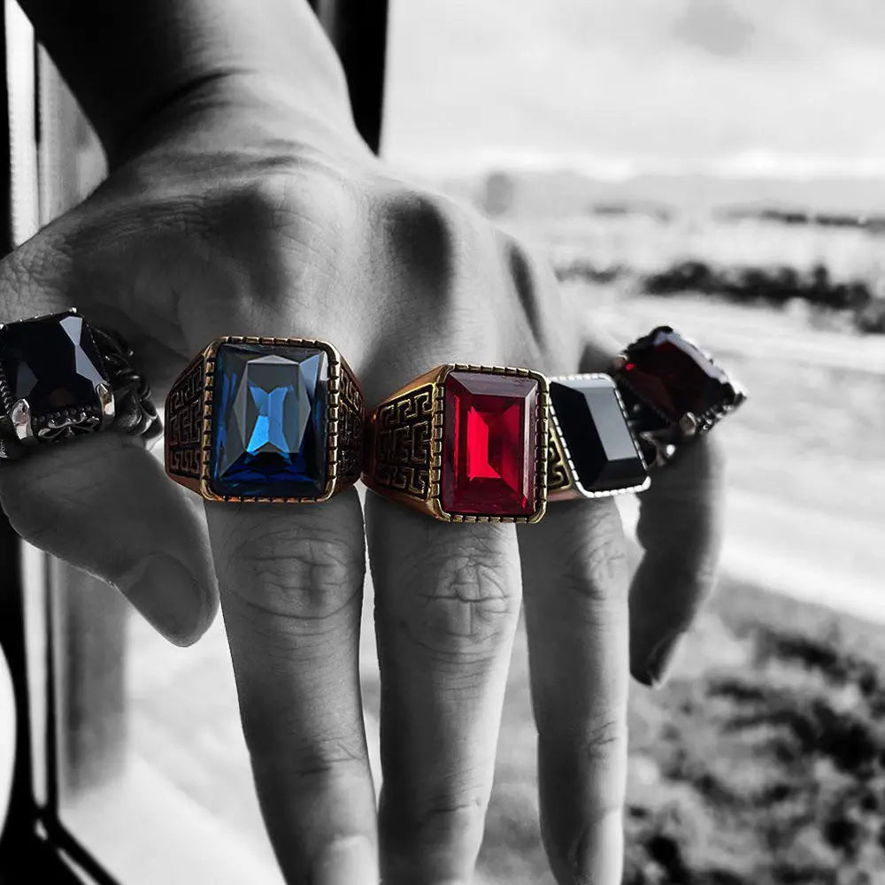 Gemstone Inlaid The Great Wall Ring