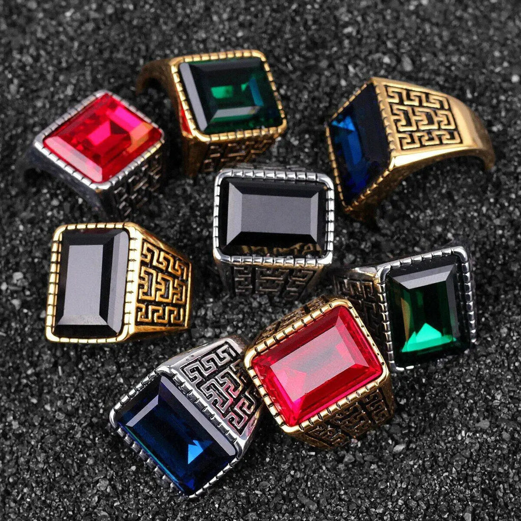 Gemstone Inlaid The Great Wall Ring