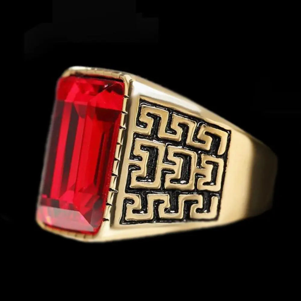 Gemstone Inlaid The Great Wall Ring