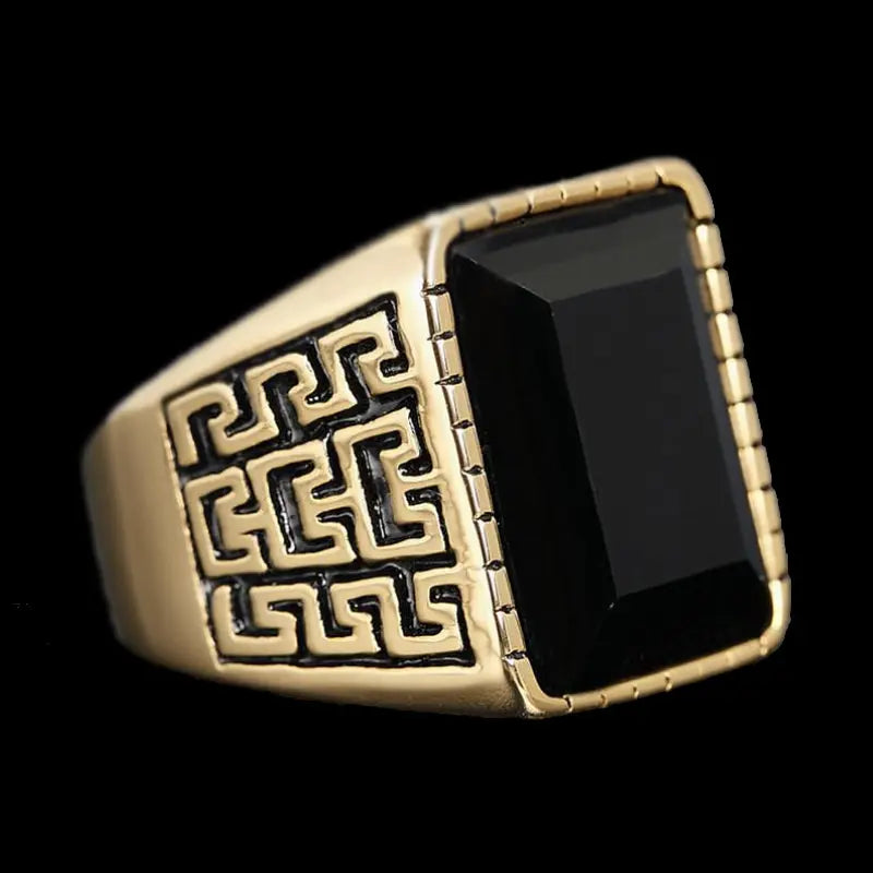 Gemstone Inlaid The Great Wall Ring