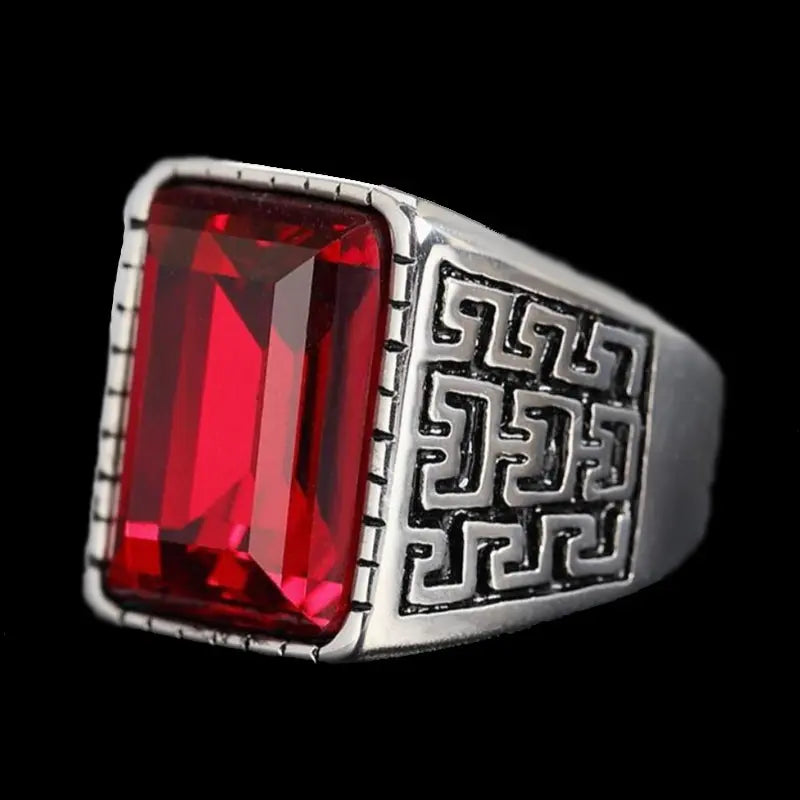 Gemstone Inlaid The Great Wall Ring