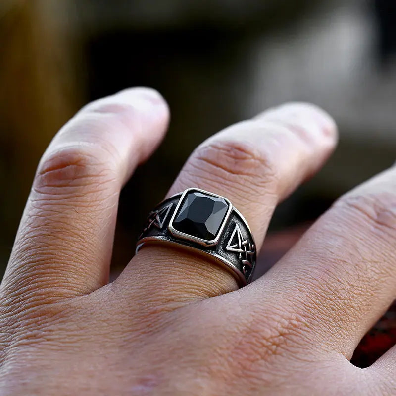 Gemstone Lucifer Stainless Steel Ring