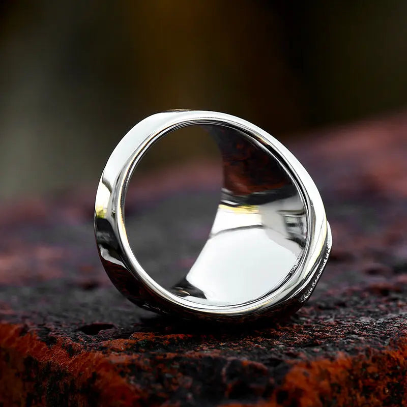 Gemstone Lucifer Stainless Steel Ring