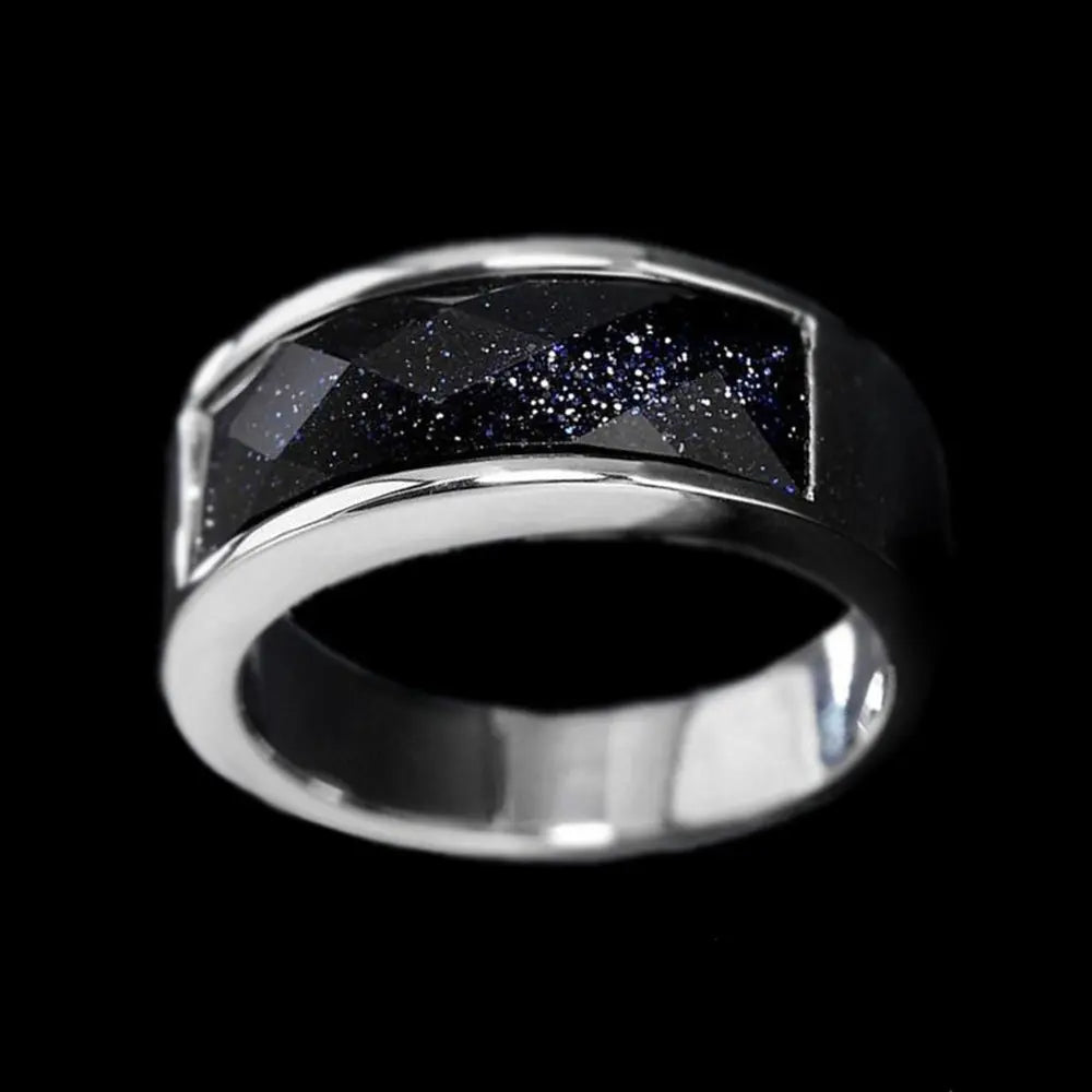 Gemstone Stainless Steel Ring Band