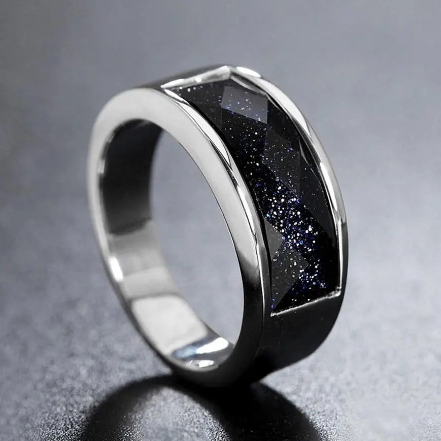 Gemstone Stainless Steel Ring Band