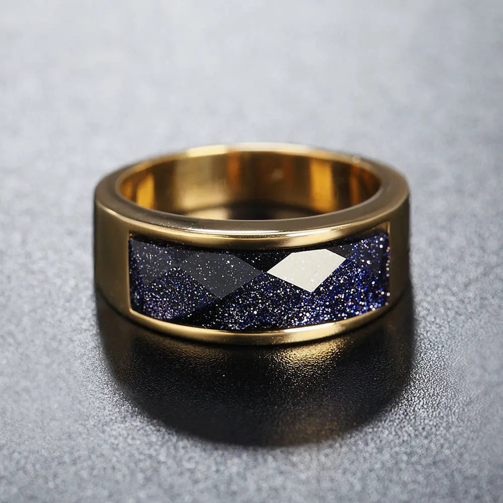 Gemstone Stainless Steel Ring Band