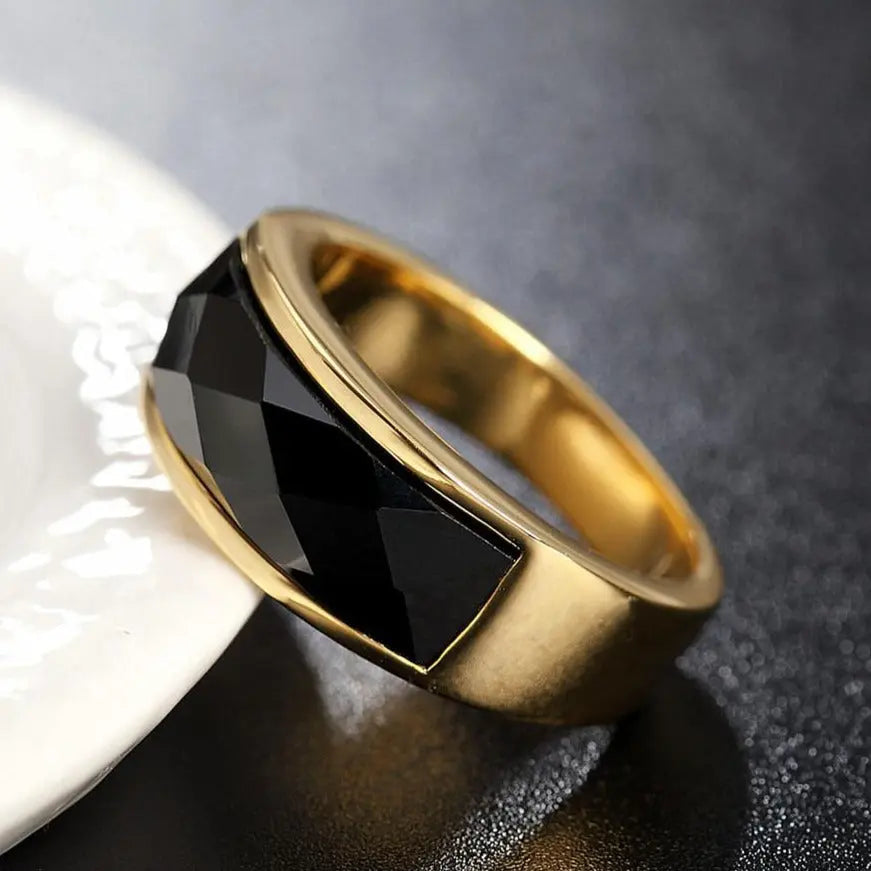 Gemstone Stainless Steel Ring Band
