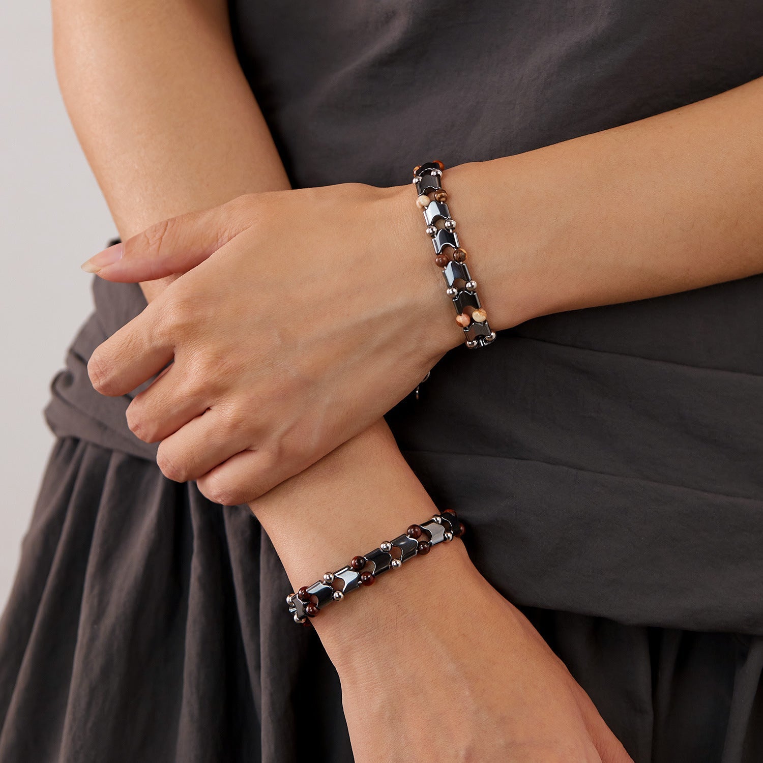 Gemstone Beaded Slim Strap Bracelet