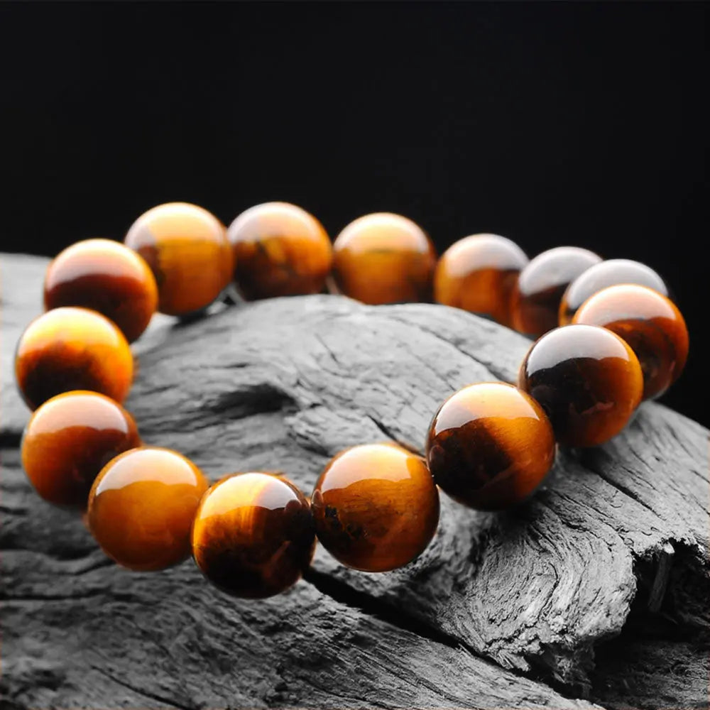 Genuine Natural Tiger-Eye Bead Stretchable Bracelet