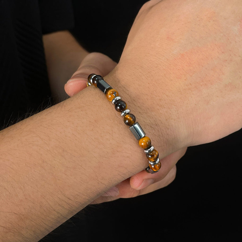 Geometric Brown Tiger Eye Beaded Bracelet