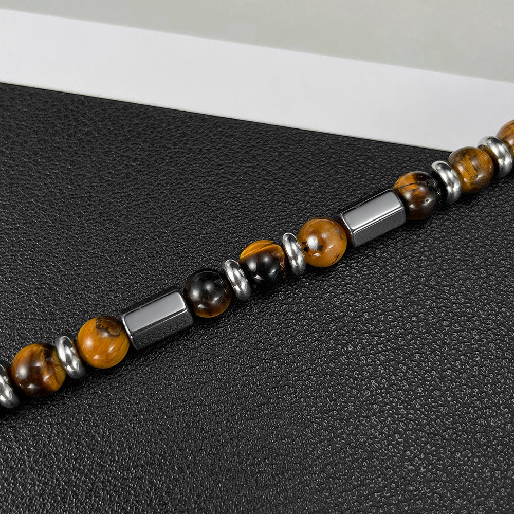 Geometric Brown Tiger Eye Beaded Bracelet