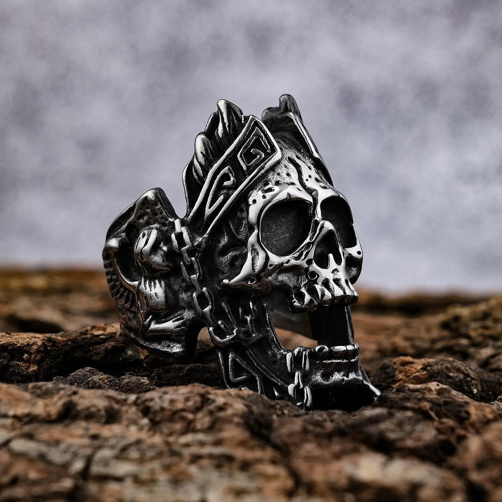 Gods of War Ares Stainless Steel Skull Ring