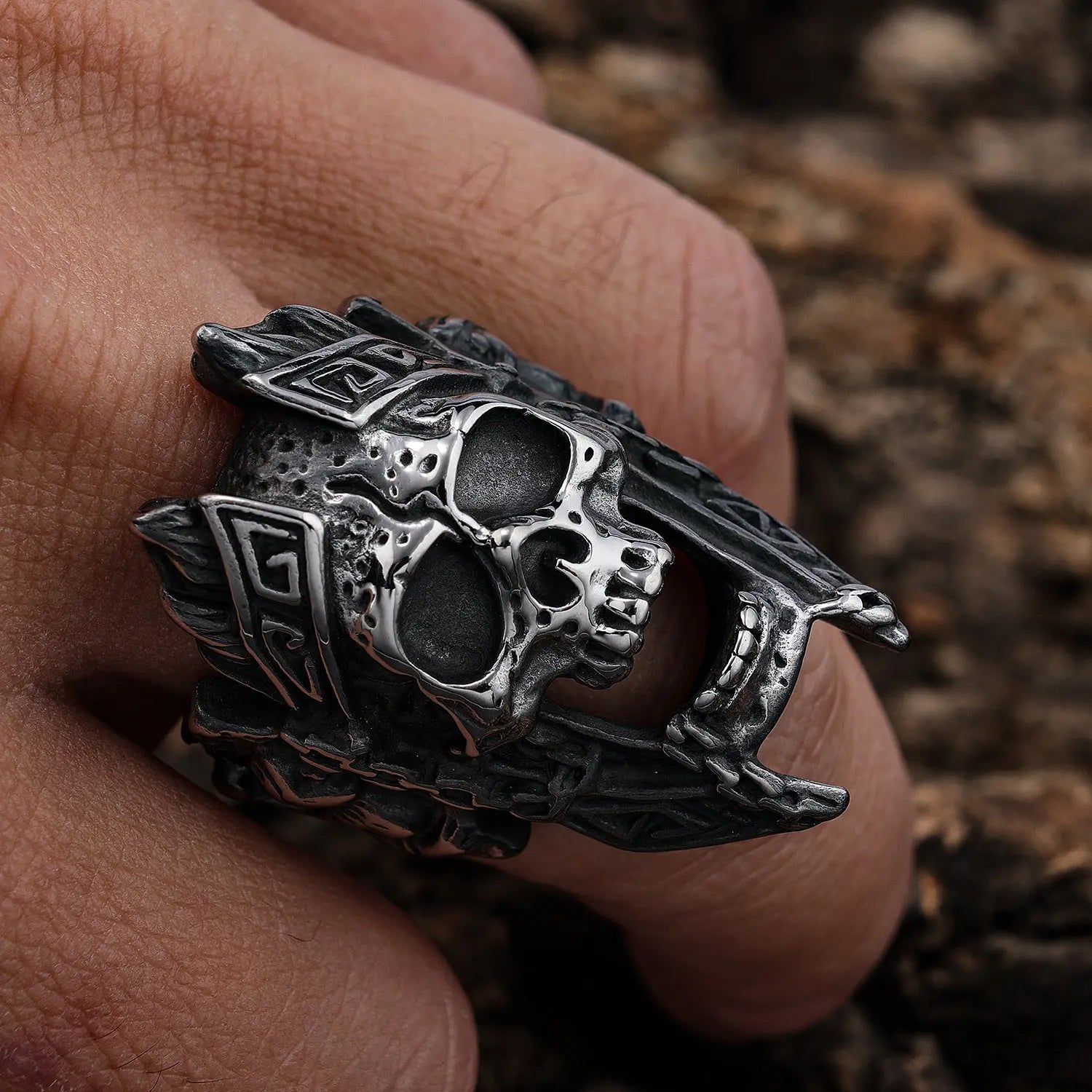 Gods of War Ares Stainless Steel Skull Ring
