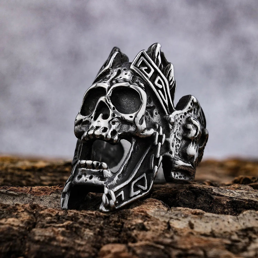 Gods of War Ares Stainless Steel Skull Ring