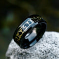 Golden Rune Letter Stainless Steel Ring Band