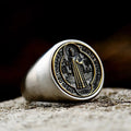 Golden St. Benedict Stainless Steel Ring
