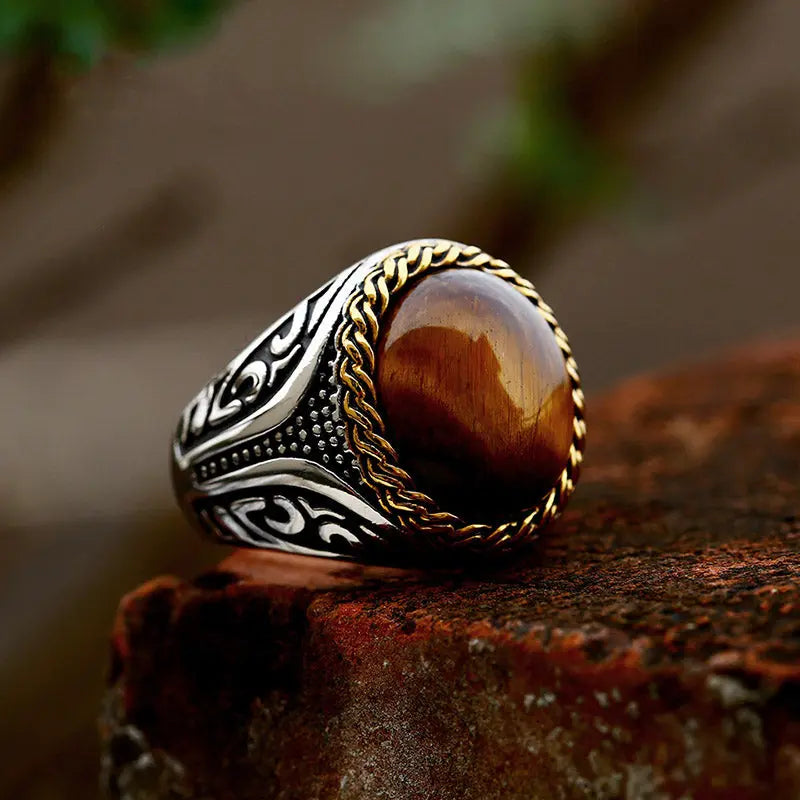 Golden Tiger-eye Stainless Steel Ring