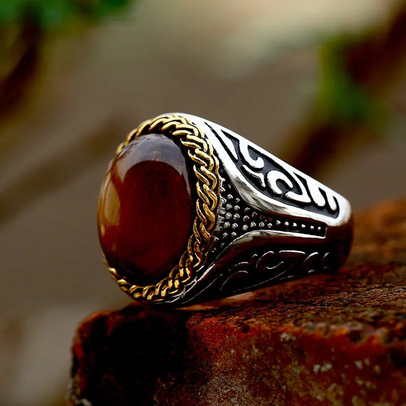 Golden Tiger-eye Stainless Steel Ring