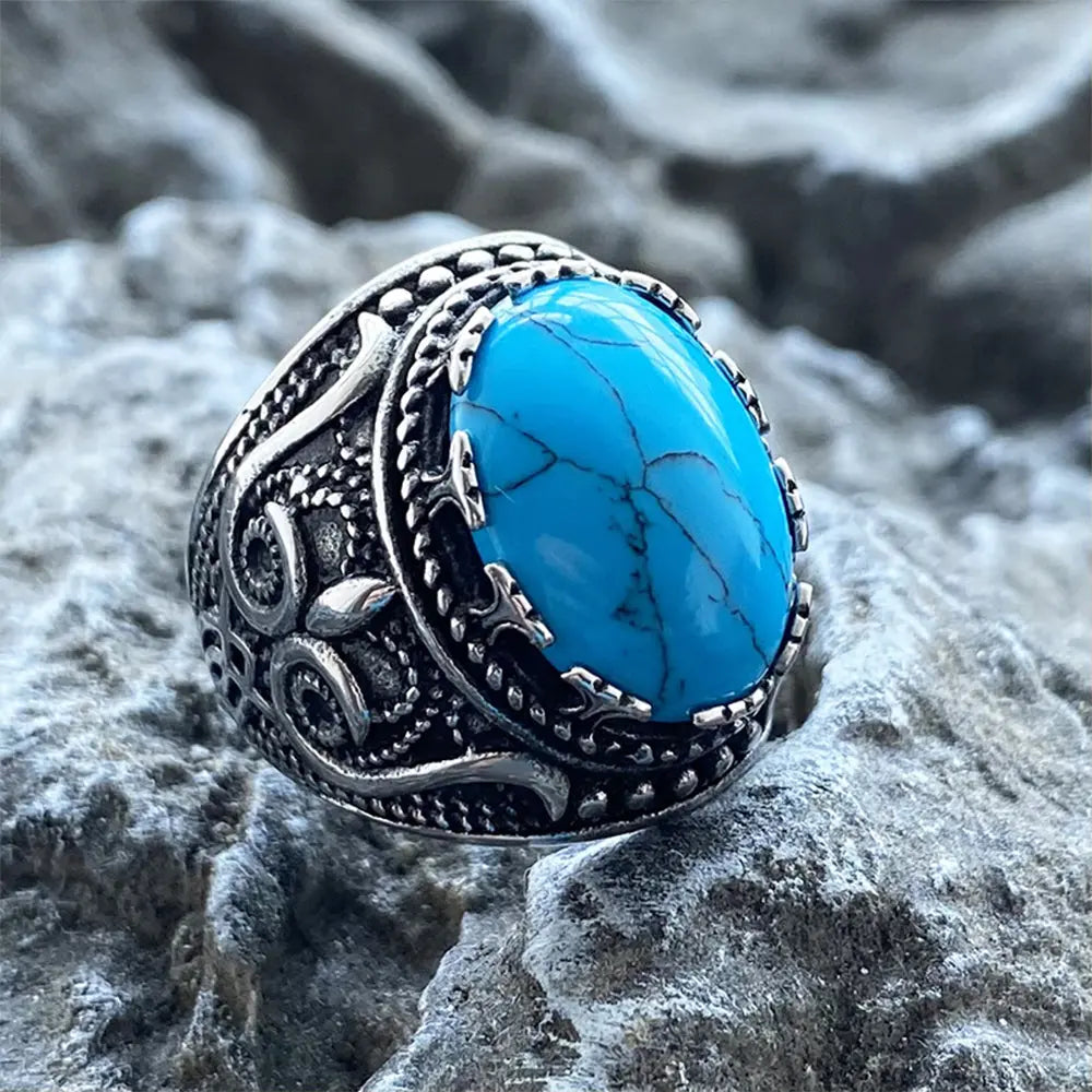 Gothic Style Gemstone Stainless Steel Ring