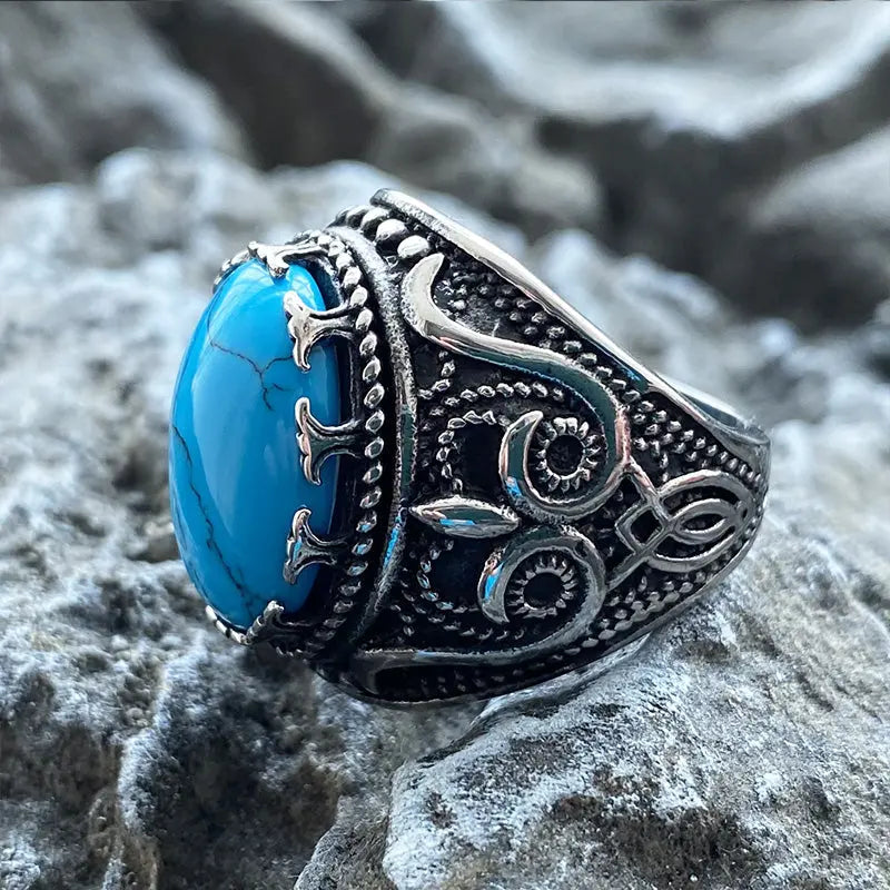 Gothic Style Gemstone Stainless Steel Ring