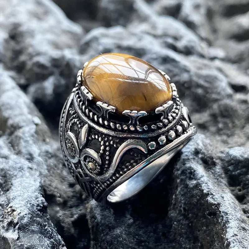Gothic Style Gemstone Stainless Steel Ring