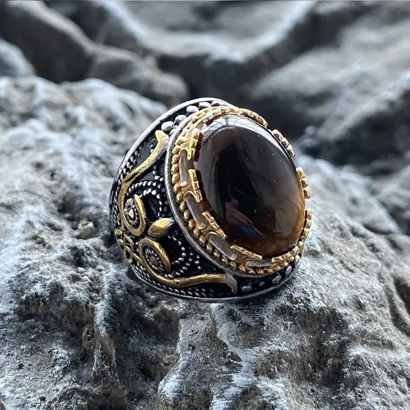 Gothic Style Gemstone Stainless Steel Ring