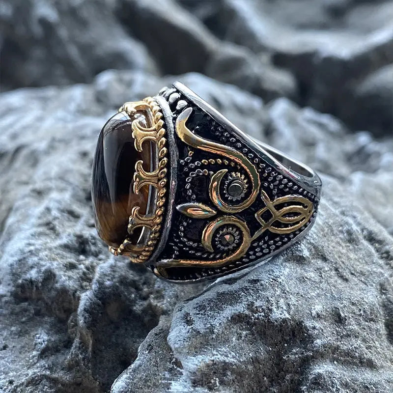 Gothic Style Gemstone Stainless Steel Ring