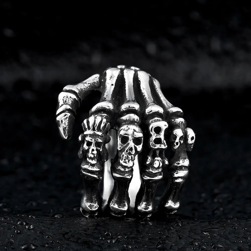 Hand Bone Stainless Steel Skull Ring